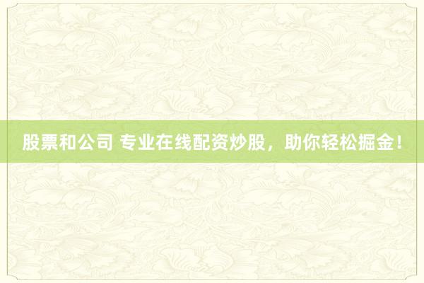 股票和公司 专业在线配资炒股,助你轻松掘金!