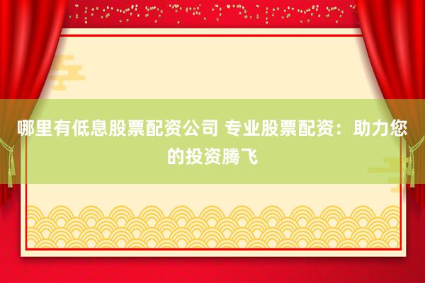 哪里有低息股票配资公司 专业股票配资:助力您的投资腾飞