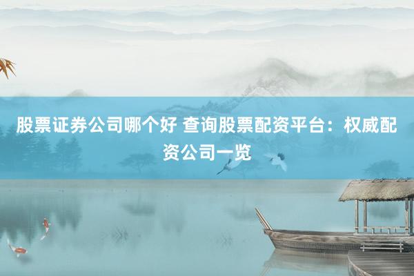股票证券公司哪个好 查询股票配资平台:权威配资公司一览